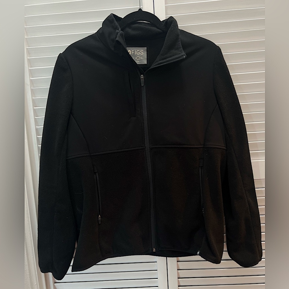 Figs OnShift Fleece Jacket Blact, Size Large